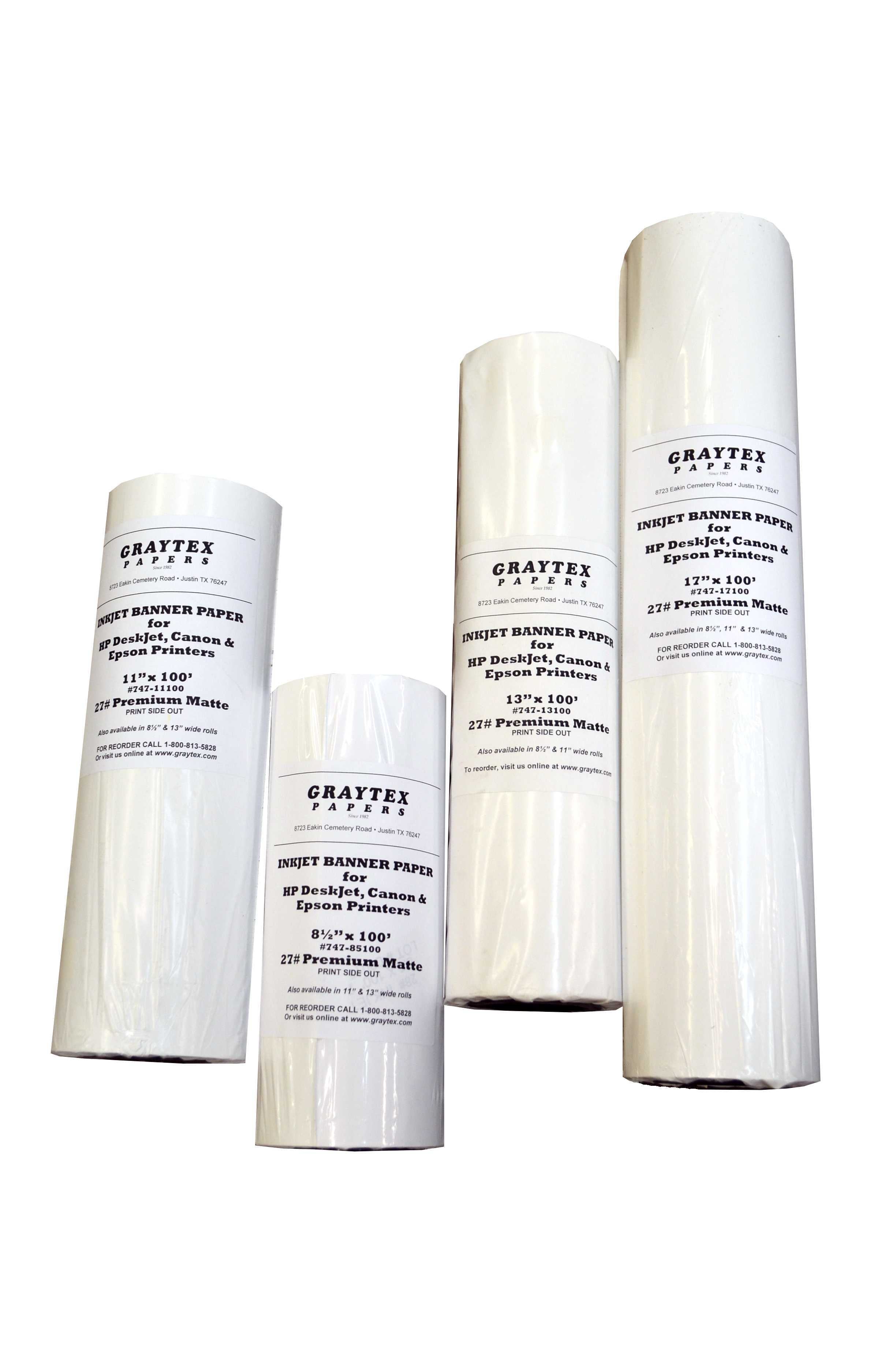 Premium Banner Paper Matte Roll 1-sided - 747 - 28lb – Graytex Papers LLC