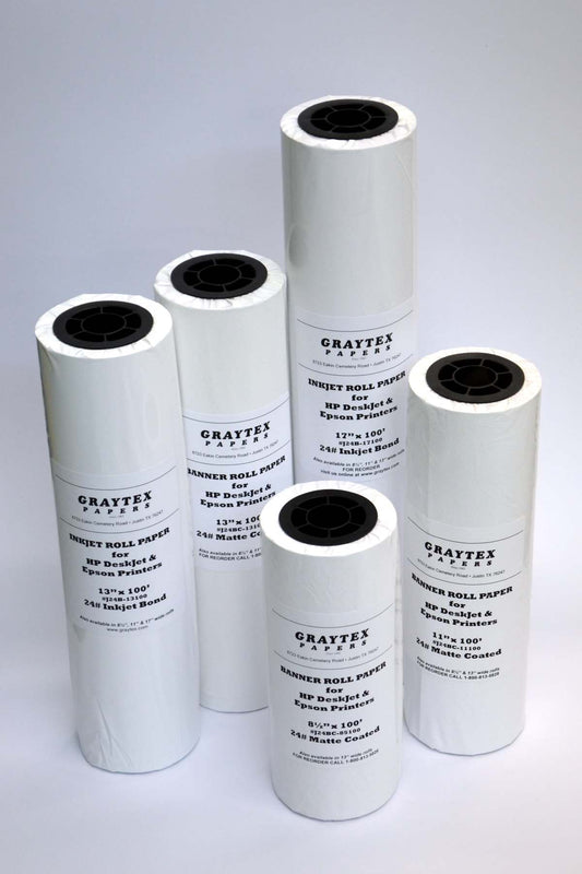 Inkjet Banner Rolls Regular White Uncoated/Matte White - 24lb